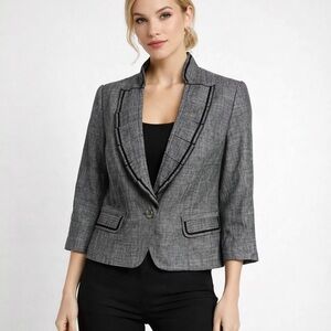 WHITE BLACK Women's Gray 3/4 sleeves Blazer/size 12